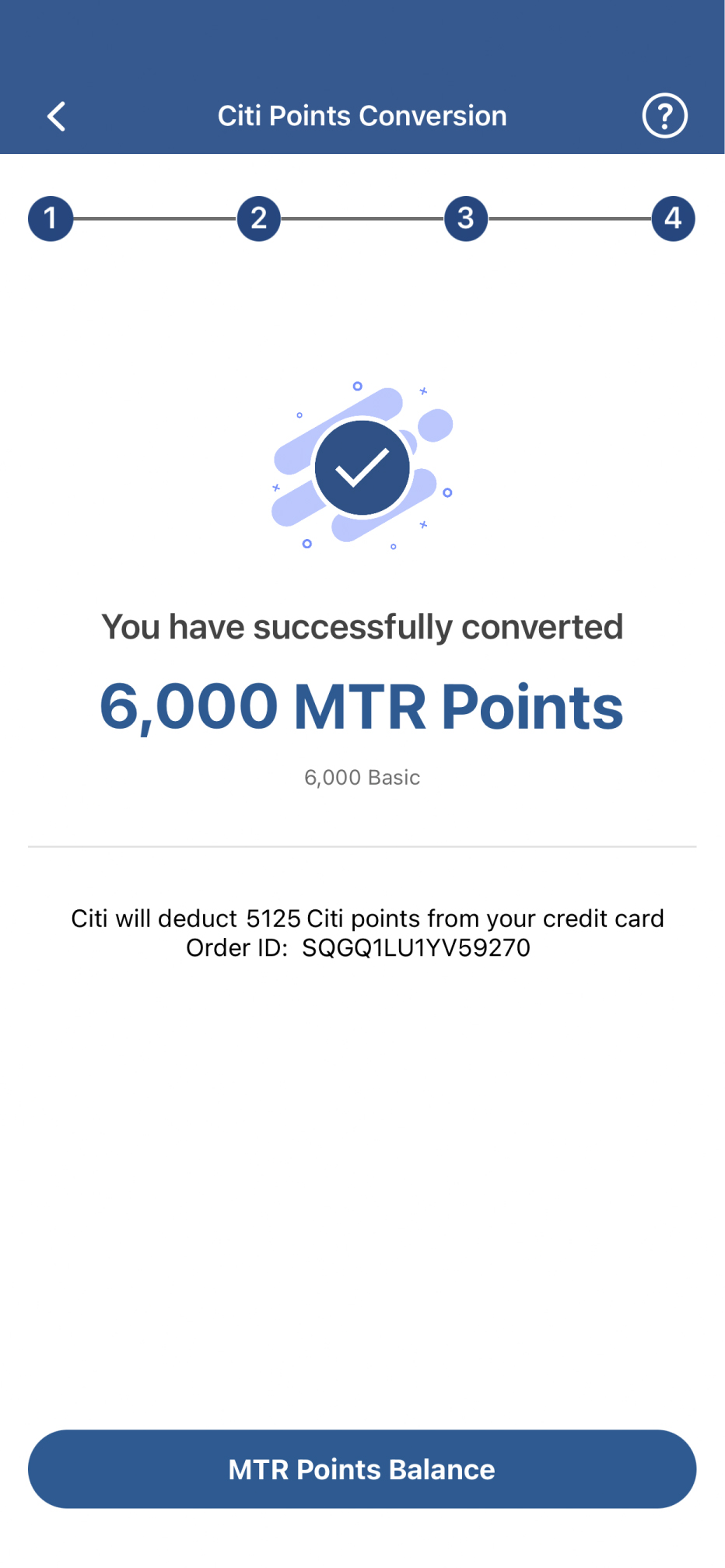 MTR Points will be credited to MTR Mobile account instantly